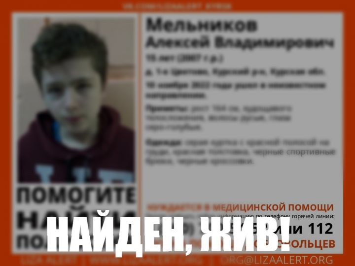 В Курской области нашли пропавшего подростка